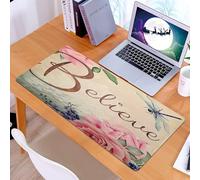 KDWJS Tappetino per mouse XXL Speed Gaming - 90x40 cm - XXL Mousepad - base antiscivolo - migliora la precisione e la velocità - Bellissima opera d'arte con la scritta alla moda believe, circondata