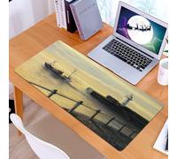 KDWJS Tappetino per mouse XXL Speed Gaming - 90x40 cm - XXL Mousepad - base antiscivolo - migliora la precisione e la velocità - Dipinto a olio su tela raffigurante un paesaggio all'alba con una barc