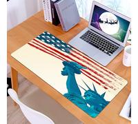 KDWJS Tappetino per mouse XXL Speed Gaming - 90x40 cm - XXL Mousepad - base antiscivolo - migliora la precisione e la velocità - Una bandiera americana grunge con la statua della libertà