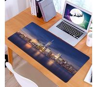 KDWJS Tappetino per mouse XXL Speed Gaming - 90x40 cm - XXL Mousepad - base antiscivolo - migliora la precisione e la velocità - Città, paesaggio notturno di New York, i grattacieli brillano verso il