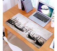 KDWJS Tappetino per mouse XXL Speed Gaming - 90x40 cm - XXL Mousepad - base antiscivolo - migliora la precisione e la velocità - Canale veneziano, le gondole attraccano lungo il canale, appoggiate al