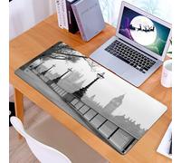 KDWJS Tappetino per mouse XXL Speed Gaming - 90x40 cm - XXL Mousepad - base antiscivolo - migliora la precisione e la velocità - Londra, Big Ben dal Walking Way sul Tamigi con lanterne sotto la piogg