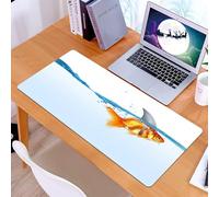 KDWJS Tappetino per mouse XXL Speed Gaming - 90x40 cm - XXL Mousepad - base antiscivolo - migliora la precisione e la velocità - Un pesce rosso arancione con pinne di squalo, che crea bolle mentre nu