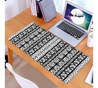 KDWJS Tappetino per mouse XXL Speed Gaming - 90x40 cm - XXL Mousepad - base antiscivolo - migliora la precisione e la velocità - Motivo retrò, etnico boho azteco in bianco e nero con Western Nati1