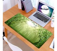KDWJS Tappetino per mouse XXL Speed Gaming - 90x40 cm - XXL Mousepad - base antiscivolo - migliora la precisione e la velocità - Illustrazione di una foresta di bambù verde nella foresta