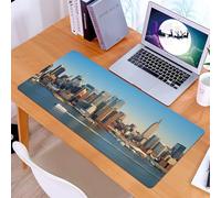KDWJS Tappetino per mouse XXL Speed Gaming - 90x40 cm - XXL Mousepad - base antiscivolo - migliora la precisione e la velocità - Panorama dello skyline di New York City sul fiume Hudson con l'Empire