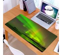 KDWJS Tappetino per mouse XXL Speed Gaming - 90x40 cm - XXL Mousepad - base antiscivolo - migliora la precisione e la velocità - Aurora boreale, cielo magico e incantato con riflessi, paesaggio calmo