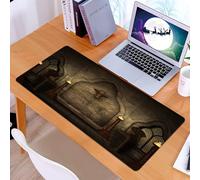 KDWJS Tappetino per mouse XXL Speed Gaming - 90x40 cm - XXL Mousepad - base antiscivolo - migliora la precisione e la velocità - Scena gotica e fantasy con torcia in legno vecchio stile e candelieri