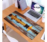 KDWJS Tappetino per mouse XXL Speed Gaming - 90x40 cm - XXL Mousepad - base antiscivolo - migliora la precisione e la velocità - Londra, magnifica scena dal Big Ben Westminster, notte nuvolosa, immag
