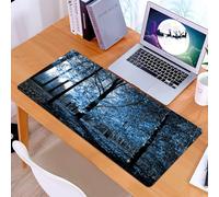 KDWJS Tappetino per mouse XXL Speed Gaming - 90x40 cm - XXL Mousepad - base antiscivolo - migliora la precisione e la velocità - Foresta blu, un bosco misterioso, i toni blu degli alberi e delle fogl