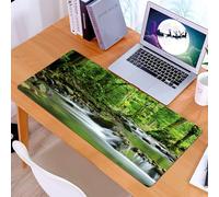 KDWJS Tappetino per mouse XXL Speed Gaming - 90x40 cm - XXL Mousepad - base antiscivolo - migliora la precisione e la velocità - Foresta pluviale, ruscello di montagna in un paesaggio di fogliame del