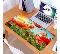 KDWJS Tappetino per mouse XXL Speed Gaming - 90x40 cm - XXL Mousepad - base antiscivolo - migliora la precisione e la velocità - Fotografia di campi di papaveri Papaveri che sbocciano al sole, fiori