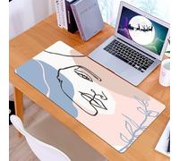 KDWJS Tappetino per mouse XXL Speed Gaming - 90x40 cm - XXL Mousepad - base antiscivolo - migliora la precisione e la velocità - Set di linee continue raffiguranti il volto di una donna. Collage astr