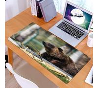 KDWJS Tappetino per mouse XXL Speed Gaming - 90x40 cm - XXL Mousepad - base antiscivolo - migliora la precisione e la velocità - Animale, un orso bruno appoggiato a un tronco sullo sfondo di una fore