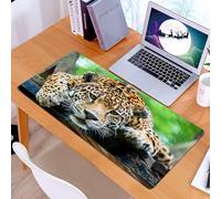 KDWJS Tappetino per mouse XXL Speed Gaming - 90x40 cm - XXL Mousepad - base antiscivolo - migliora la precisione e la velocità - Giungla, Giaguaro sudamericano, Fauna selvatica, Carnivoro, In via di