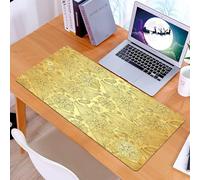 KDWJS Tappetino per mouse XXL Speed Gaming - 90x40 cm - XXL Mousepad - base antiscivolo - migliora la precisione e la velocità - Mandala dorato, motivo floreale con tema del Giardino Botanico di Pai1
