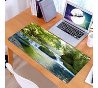 KDWJS Tappetino per mouse XXL Speed Gaming - 90x40 cm - XXL Mousepad - base antiscivolo - migliora la precisione e la velocità - Cascata di foresta pluviale verde, fogliame, giungla, nebbia, montagne
