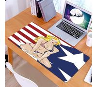 KDWJS Tappetino per mouse XXL Speed Gaming - 90x40 cm - XXL Mousepad - base antiscivolo - migliora la precisione e la velocità - Ragazza, top model americana bionda con costume da bagno con bandiera