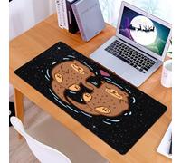 KDWJS Tappetino per mouse XXL Speed Gaming - 90x40 cm - XXL Mousepad - base antiscivolo - migliora la precisione e la velocità - Fumetto, due lontre con un motivo d'amore che si tengono per mano, cir