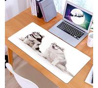 KDWJS Tappetino per mouse XXL Speed Gaming - 90x40 cm - XXL Mousepad - base antiscivolo - migliora la precisione e la velocità - Due cani husky sono seduti uno accanto all'altro, i loro occhi espress