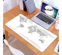 KDWJS Tappetino per mouse XXL Speed Gaming - 90x40 cm - XXL Mousepad - base antiscivolo - migliora la precisione e la velocità - Mappa del mondo dettagliata in grigio con tutti i paesi e le capitali