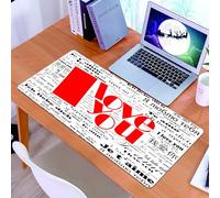 KDWJS Tappetino per mouse XXL Speed Gaming - 90x40 cm - XXL Mousepad - base antiscivolo - migliora la precisione e la velocità - Ti amo, Giornale stilizzato Parole contemporanee di San Valentino inte