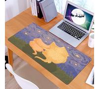 KDWJS Tappetino per mouse XXL Speed Gaming - 90x40 cm - XXL Mousepad - base antiscivolo - migliora la precisione e la velocità - Illustrazione di animali Gatti e cani siedono sulla cima di una montag