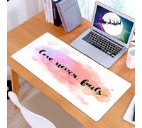 KDWJS Tappetino per mouse XXL Speed Gaming - 90x40 cm - XXL Mousepad - base antiscivolo - migliora la precisione e la velocità - Arte, L'amore non fallisce mai sotto il testo è un dipinto ad acquer