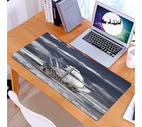 KDWJS Tappetino per mouse XXL Speed Gaming - 90x40 cm - XXL Mousepad - base antiscivolo - migliora la precisione e la velocità - Paesaggio, cielo nuvoloso, nave pirata caraibica, stampa a olio come i