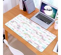 KDWJS Tappetino per mouse XXL Speed Gaming - 90x40 cm - XXL Mousepad - base antiscivolo - migliora la precisione e la velocità - Motivo senza cuciture con graziosi unicorni fatati. Perfetto per abbig