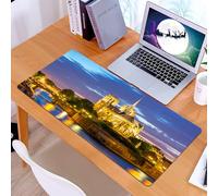 KDWJS Tappetino per mouse XXL Speed Gaming - 90x40 cm - XXL Mousepad - base antiscivolo - migliora la precisione e la velocità - Cattedrale di Notre Dame al tramonto a Parigi, Francia, Riverside Scen