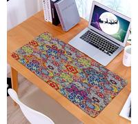 KDWJS Tappetino per mouse XXL Speed Gaming - 90x40 cm - XXL Mousepad - base antiscivolo - migliora la precisione e la velocità - Arte, combinazione retrò con motivo paisley annidato, motivo floreale