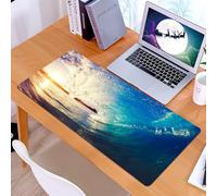 KDWJS Tappetino per mouse XXL Speed Gaming - 90x40 cm - XXL Mousepad - base antiscivolo - migliora la precisione e la velocità - Oceano, alba a Las Olas Prospettiva dello scenario della persona che f