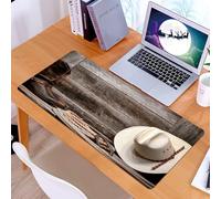KDWJS Tappetino per mouse XXL Speed Gaming - 90x40 cm - XXL Mousepad - base antiscivolo - migliora la precisione e la velocità - Tradizionale cappello da cowboy in paglia bianca con autentico lazo we
