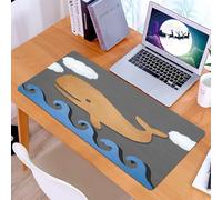 KDWJS Tappetino per mouse XXL Speed Gaming - 90x40 cm - XXL Mousepad - base antiscivolo - migliora la precisione e la velocità - Balena, carta di legno come una balena disegnata in aria con un'immagi