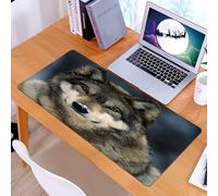 KDWJS Tappetino per mouse XXL Speed Gaming - 90x40 cm - XXL Mousepad - base antiscivolo - migliora la precisione e la velocità - Animali, lo sguardo forte del lupo, macchie di neve sul naso e sulle o