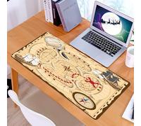 KDWJS Tappetino per mouse XXL Speed Gaming - 90x40 cm - XXL Mousepad - base antiscivolo - migliora la precisione e la velocità - Schema del tesoro vintage, gioco da tavolo a tema con elementi nautici