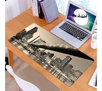 KDWJS Tappetino per mouse XXL Speed Gaming - 90x40 cm - XXL Mousepad - base antiscivolo - migliora la precisione e la velocità - New York, Queensboro Bridge NYC Notte Sepia Stampe artistiche Vista ur