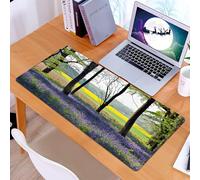 KDWJS Tappetino per mouse XXL Speed Gaming - 90x40 cm - XXL Mousepad - base antiscivolo - migliora la precisione e la velocità - Tappeto di giacinti sotto gli alberi, con enormi campi gialli, scenari