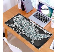 KDWJS Tappetino per mouse XXL Speed Gaming - 90x40 cm - XXL Mousepad - base antiscivolo - migliora la precisione e la velocità - Mappa degli Stati Uniti, città americane, stile calligrafico, geografi