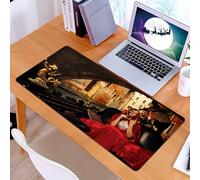 KDWJS Tappetino per mouse XXL Speed Gaming - 90x40 cm - XXL Mousepad - base antiscivolo - migliora la precisione e la velocità - Venezia, giovane donna con mantello rosso e maschera di carnevale cava