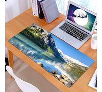 KDWJS Tappetino per mouse XXL Speed Gaming - 90x40 cm - XXL Mousepad - base antiscivolo - migliora la precisione e la velocità - Incantevole sinfonia della natura: il lago azzurro abbracciato da impo