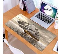 KDWJS Tappetino per mouse XXL Speed Gaming - 90x40 cm - XXL Mousepad - base antiscivolo - migliora la precisione e la velocità - Nave pirata, una vecchia nave pirata che naviga tra le onde, coperta d
