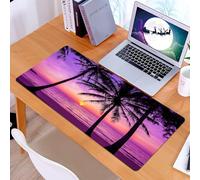 KDWJS Tappetino per mouse XXL Speed Gaming - 90x40 cm - XXL Mousepad - base antiscivolo - migliora la precisione e la velocità - Affascinante tramonto tropicale con palme appoggiate contro un cielo d