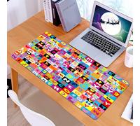 KDWJS Tappetino per mouse XXL Speed Gaming - 90x40 cm - XXL Mousepad - base antiscivolo - migliora la precisione e la velocità - Mosaico di alfabeto colorato, collage di tessere di lettere vivaci
