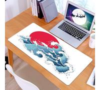 KDWJS Tappetino per mouse XXL Speed Gaming - 90x40 cm - XXL Mousepad - base antiscivolo - migliora la precisione e la velocità - Arte dinamica delle onde, onde blu che si sollevano con una luce solar