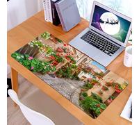 KDWJS Tappetino per mouse XXL Speed Gaming - 90x40 cm - XXL Mousepad - base antiscivolo - migliora la precisione e la velocità - Un affascinante vicolo acciottolato con vasi di fiori colorati, strade
