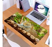 KDWJS Tappetino per mouse XXL Speed Gaming - 90x40 cm - XXL Mousepad - base antiscivolo - migliora la precisione e la velocità - Zoo, Giaguaro su un pavimento di legno Animali selvatici