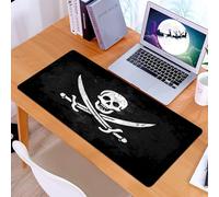 KDWJS Tappetino per mouse XXL Speed Gaming - 90x40 cm - XXL Mousepad - base antiscivolo - migliora la precisione e la velocità - Simbolo iconico dei pirati, teschio invecchiato e spada su sfondo nero