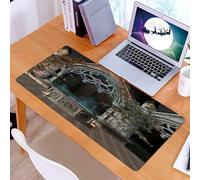 KDWJS Tappetino per mouse XXL Speed Gaming - 90x40 cm - XXL Mousepad - base antiscivolo - migliora la precisione e la velocità - Fontana misteriosa di notte, affascinante fontana gotica luminosa, fon